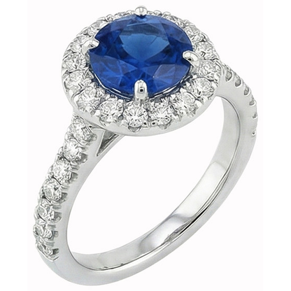Ceylon Sapphire With Natural Earth Mined Diamonds Engagement Ring 3.90 Ct White Gold 14K