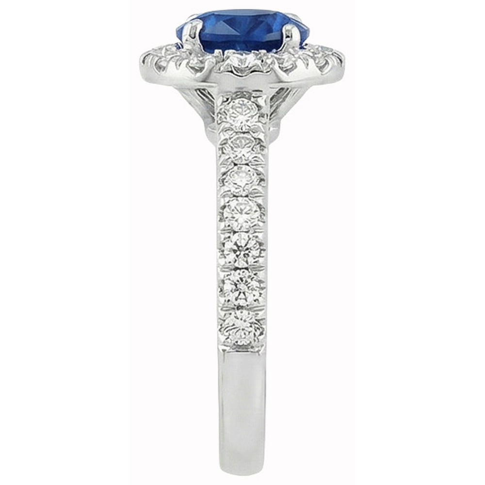 Ceylon Sapphire With Natural Earth Mined Diamonds Engagement Ring 3.90 Ct White Gold 14K
