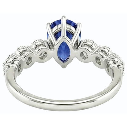 Ceylon Sapphire & Natural Earth Mined Diamond Anniversary Ring Gemstone Jewelry 3 Carats