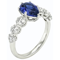 Ceylon Sapphire & Natural Earth Mined Diamond Anniversary Ring Gemstone Jewelry 3 Carats