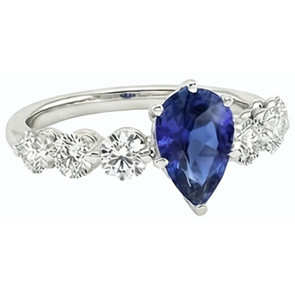 Ceylon Sapphire & Natural Earth Mined Diamond Anniversary Ring Gemstone Jewelry 3 Carats