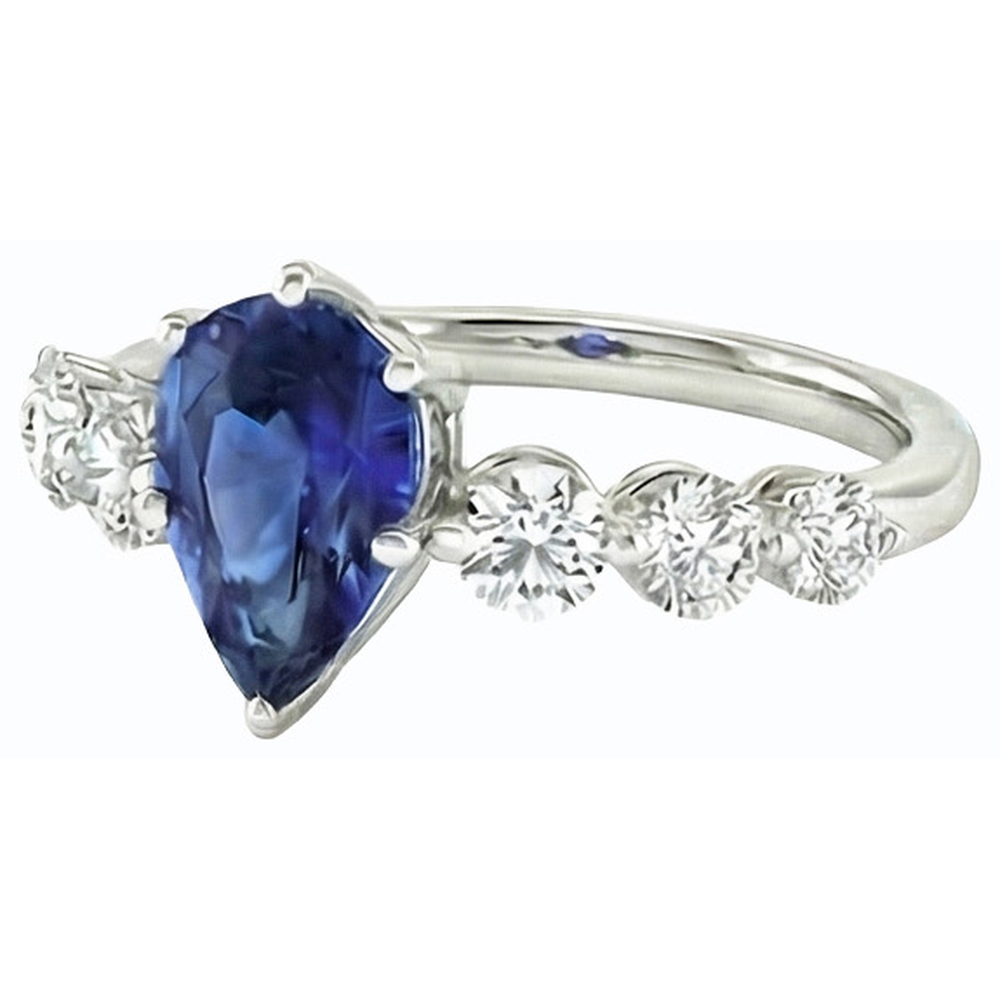 Ceylon Sapphire & Natural Earth Mined Diamond Anniversary Ring Gemstone Jewelry 3 Carats