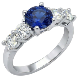 Ceylon Sapphire & Natural Earth Mined Diamonds Gemstone Ring 2.90 Carats White Gold 14K
