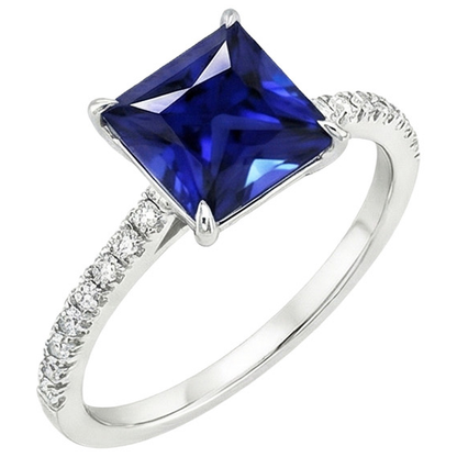 Ceylon Sapphire and Natural Earth Mined Diamond 5.5 Carat Solitaire Accents Ring