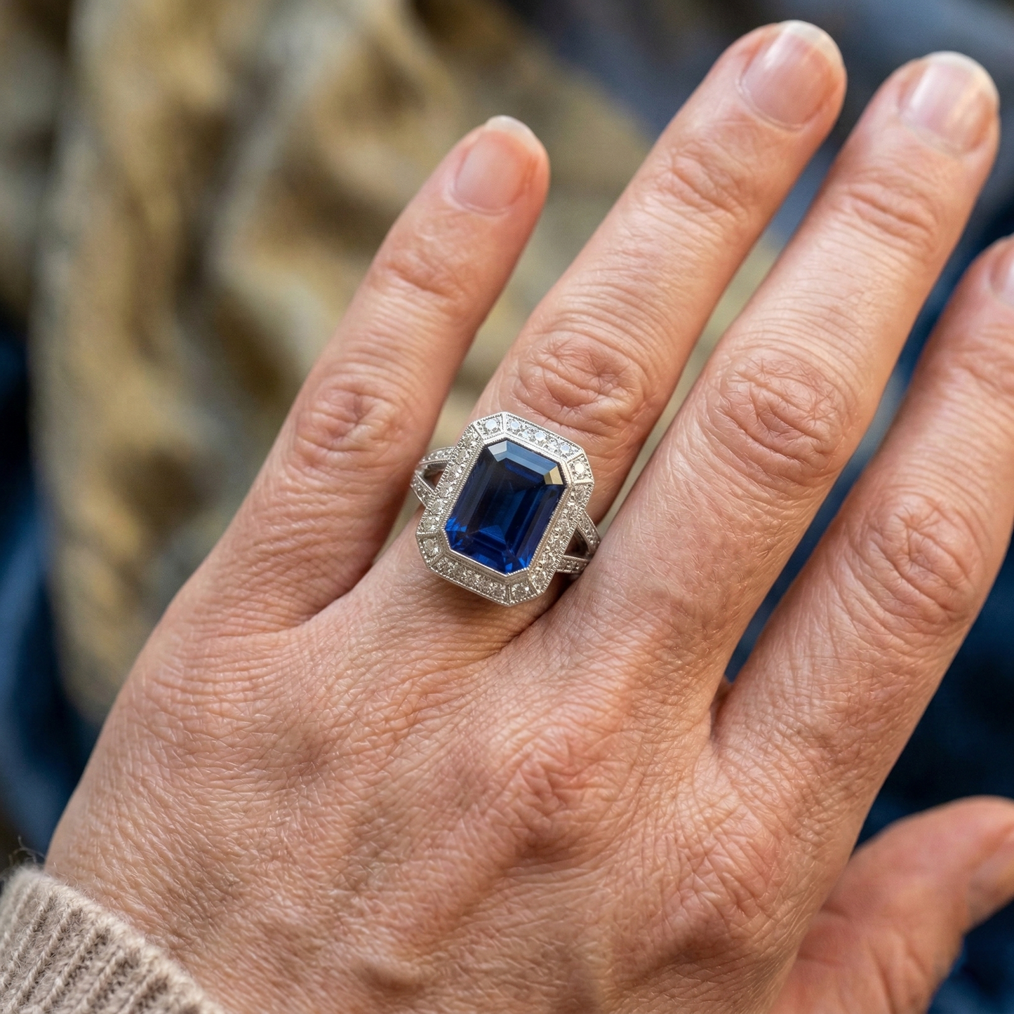 Ceylon Blue Sapphire Natural Earth Mined Diamonds 5.36 Carat Ring Gem-Stone New
