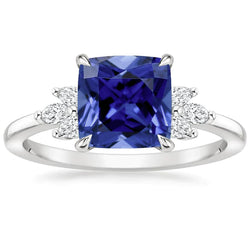 Ceylon Sapphire Marquise Natural Earth Mined Diamond Ring