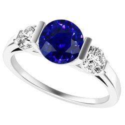 Ceylon Sapphire Ring With Natural Earth Mined Diamonds
