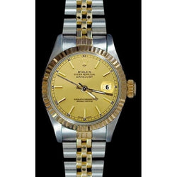 Champagne Stick Dial Datejust Ladies Rolex Ss & Gold Jubilee Role