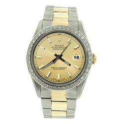 Champagne Stick Dial Ss & Yellow Gold Men Rolex Watch Oyster QUICK SET