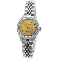 Champagne String Diamond Datejust Rolex Watch Ss Jubilee