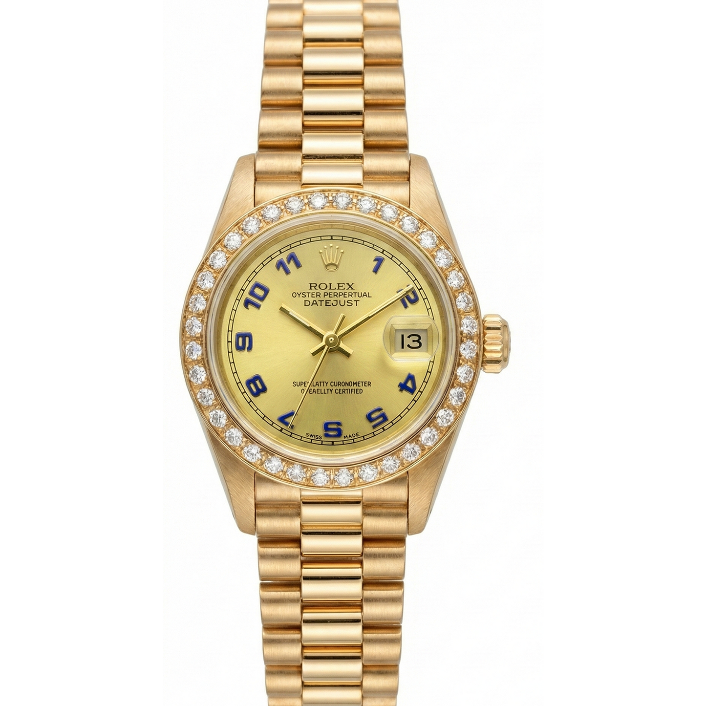 Champagne Arabic Dial Rolex Dj Watch Gold President Style Diamond