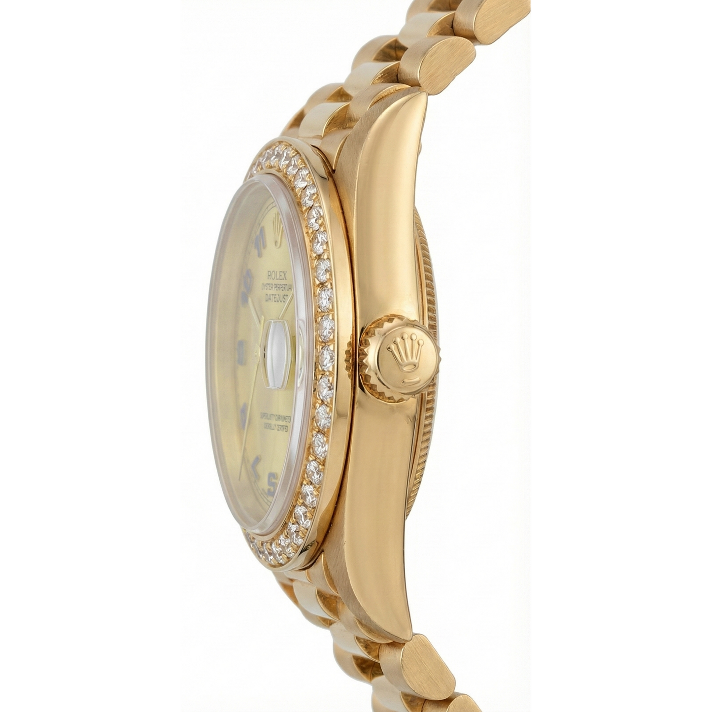 Champagne Arabic Dial Rolex Dj Watch Gold President Style Diamond