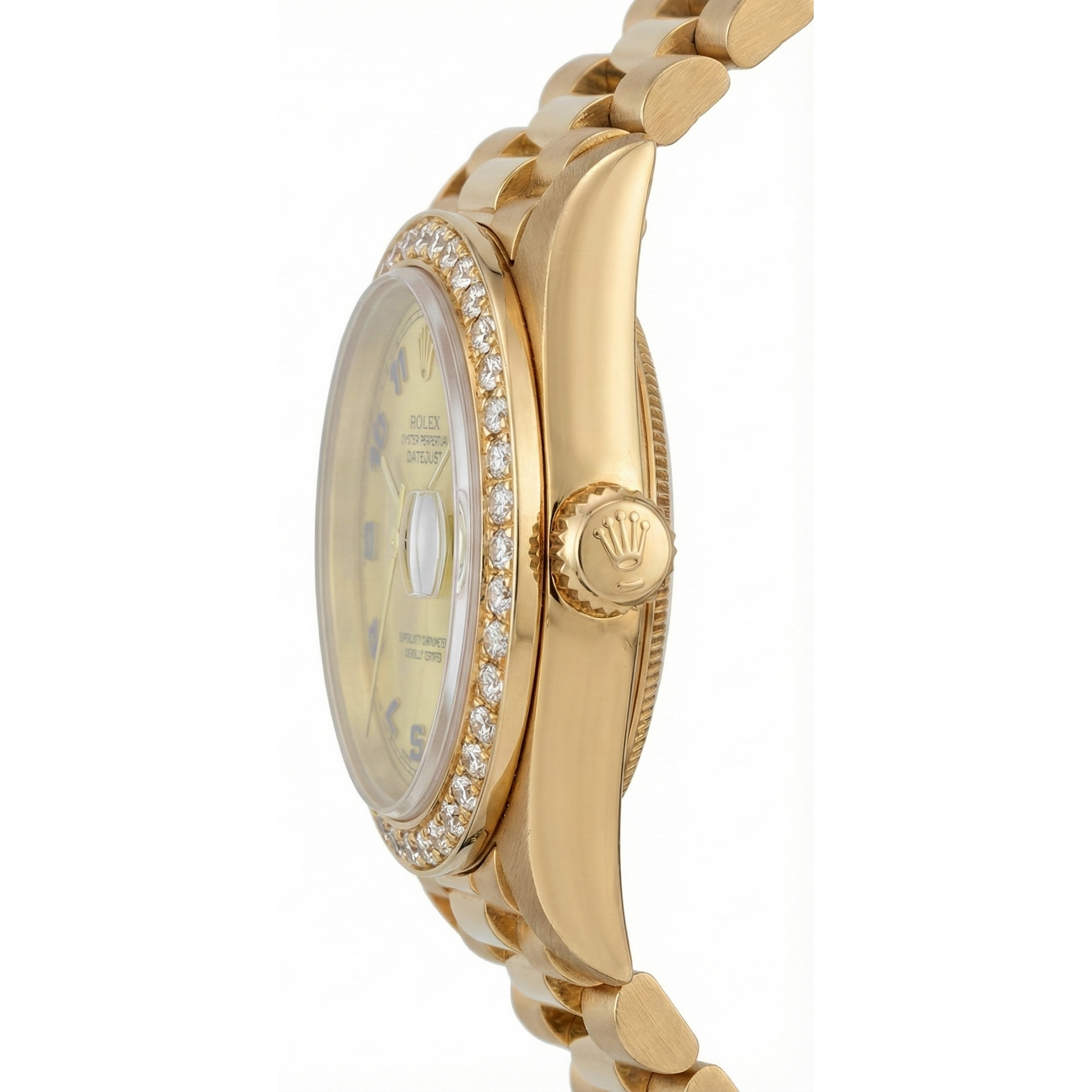Champagne Arabic Dial Rolex Dj Watch Gold President Style Diamond