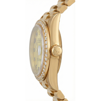 Champagne Arabic Dial Rolex Dj Watch Gold President Style Diamond
