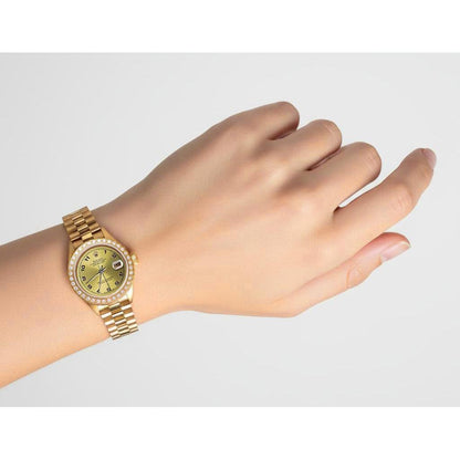 Champagne Arabic Dial Rolex Dj Watch Gold President Style Diamond P2