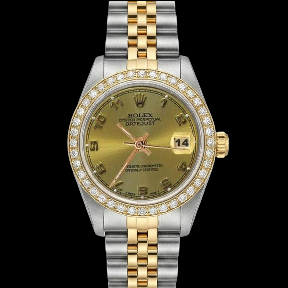 Champagne Arabic Ss & Gold Bracelet Rolex Date Just Watch