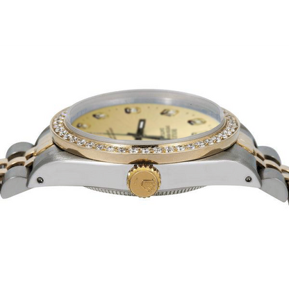 Champagne Diamond Dial Bezel Rolex Datejust Watch  Gold & Steel QUICK SET