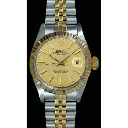 Champagne Stick Dial Datejust Women Watch Rolex Ss & Gold Jubilee