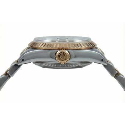 Champagne Stick Dial Rolex Date Just Ss & Yellow Women Watch