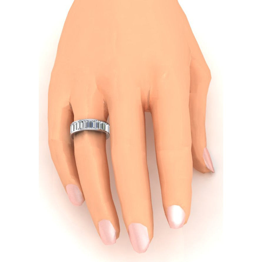 Channel Set Baguette Cut Diamond Eternity Band Gold 6 Carats