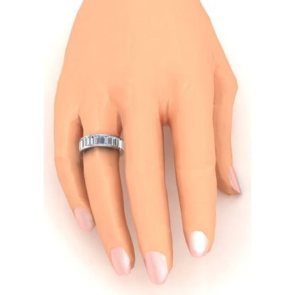 Channel Set Baguette Cut Diamond Eternity Band Gold 6 Carats