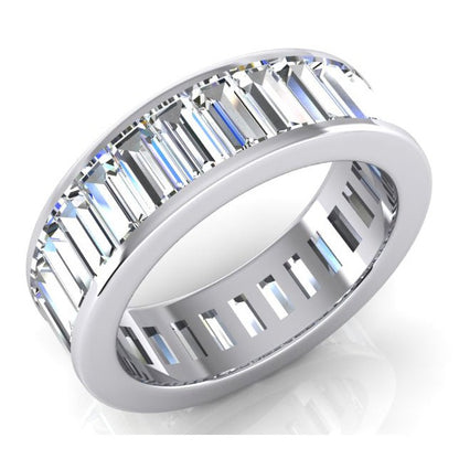 Channel Set Baguette Cut Diamond Eternity Band Gold 6 Carats