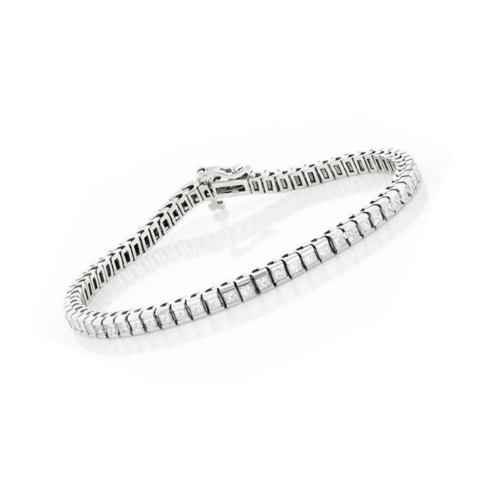 Channel Set Tennis Bracelet 7 Carats Lab Grown Diamonds White Gold 14K New