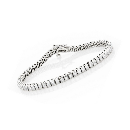 Channel Set Tennis Bracelet 7 Carats Lab Grown Diamonds White Gold 14K New