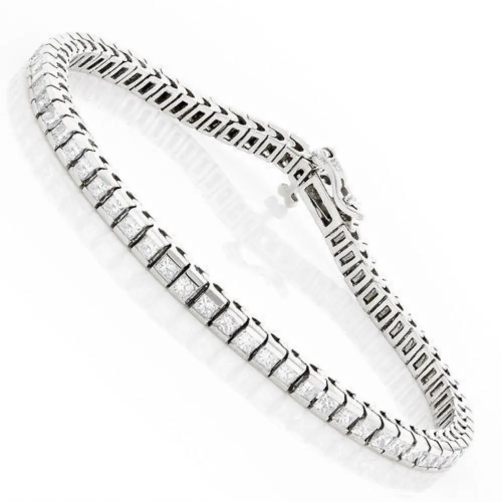 Channel Set Tennis Bracelet 7 Carats Lab Grown Diamonds White Gold 14K New