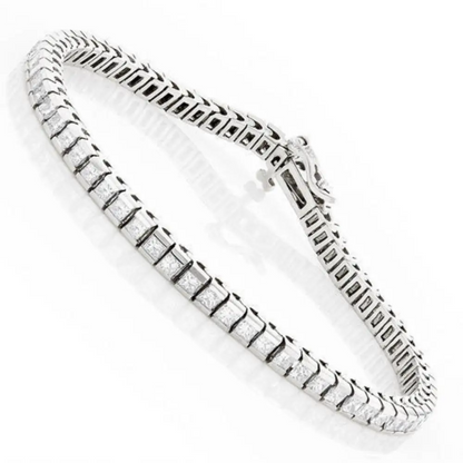 Channel Set Tennis Bracelet 7 Carats Lab Grown Diamonds White Gold 14K New