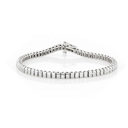 Channel Set Tennis Bracelet 7 Carats Lab Grown Diamonds White Gold 14K New