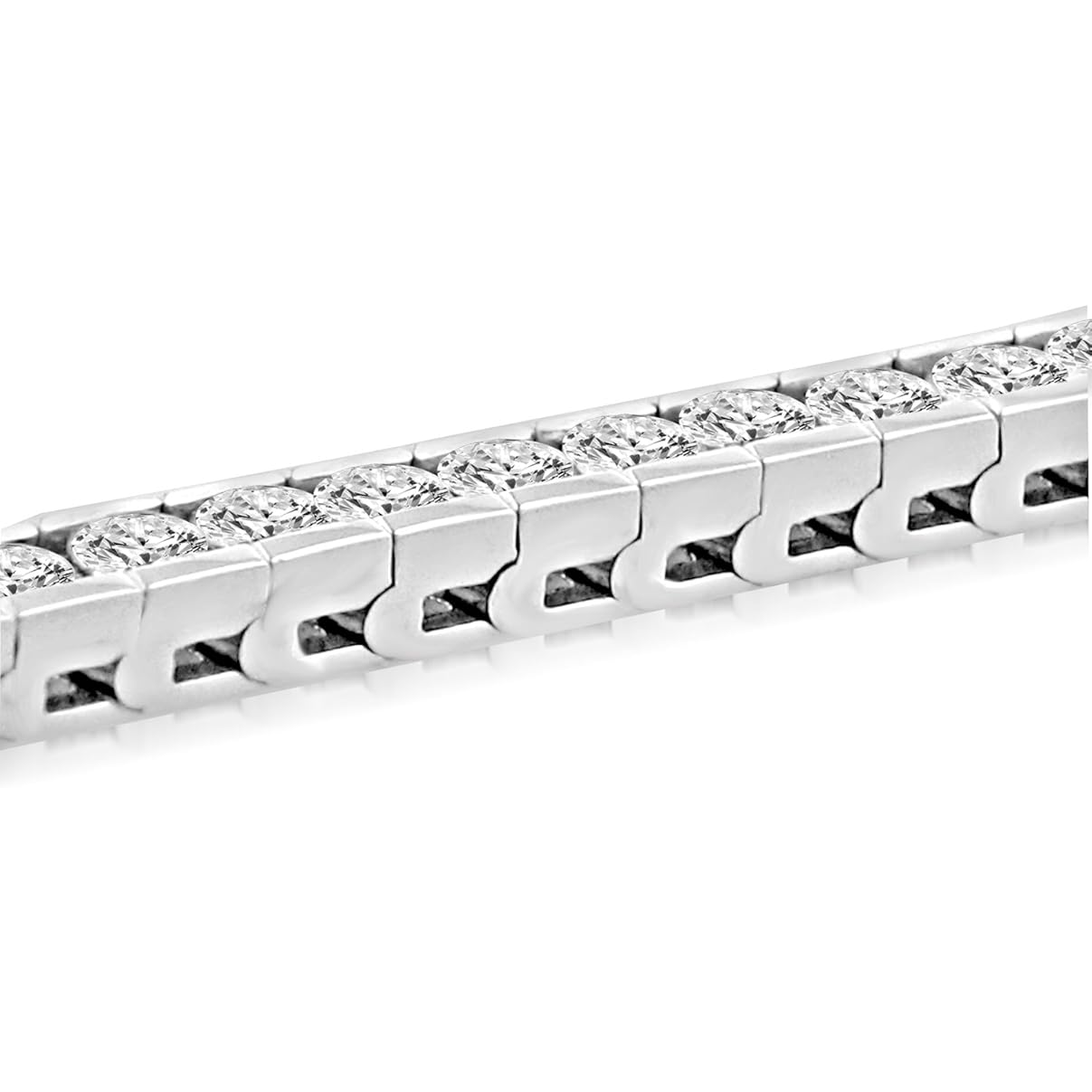 Channel Set Tennis Bracelet 9 Carats Round Cut Lab Grown Diamonds White Gold