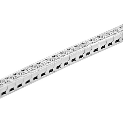 Channel Set Tennis Bracelet 9 Carats Round Cut Lab Grown Diamonds White Gold