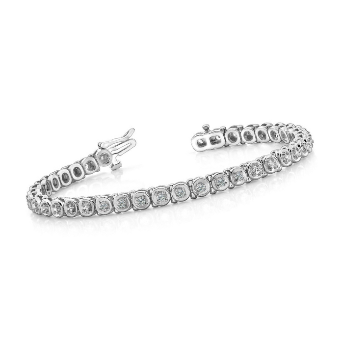 Circle Link Tennis Bracelet 5.70 Ct Round Cut Lab Grown Diamonds 14K White Gold