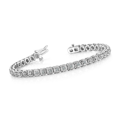 Circle Link Tennis Bracelet 5.70 Ct Round Cut Lab Grown Diamonds 14K White Gold