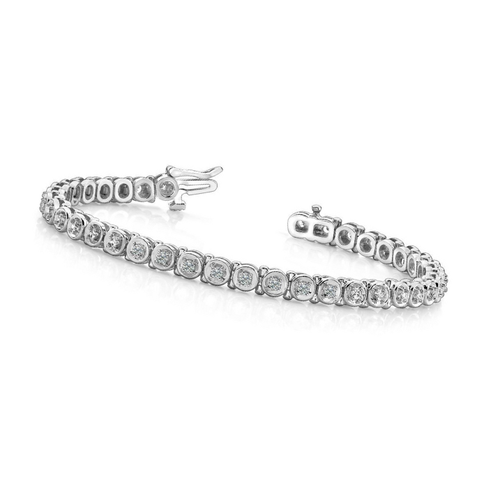 Circle Link Tennis Bracelet 5.70 Ct Round Cut Lab Grown Diamonds 14K White Gold