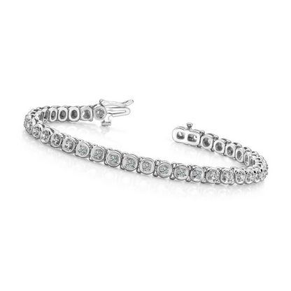 Circle Link Tennis Bracelet 5.70 Ct Round Cut Lab Grown Diamonds 14K White Gold