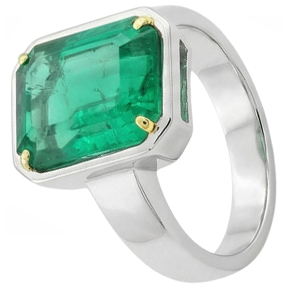 Natural Real ( Not Lab Grown ) Classic Emerald GIA Shape Solitaire Ring Green Emerald GIA Stone