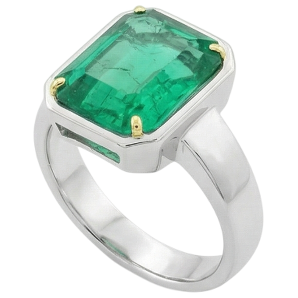Natural Real ( Not Lab Grown ) Classic Emerald GIA Shape Solitaire Ring Green Emerald GIA Stone