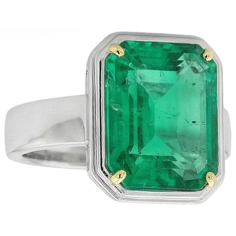 Natural Real ( Not Lab Grown ) Classic Emerald GIA Shape Solitaire Ring Green Emerald GIA Stone