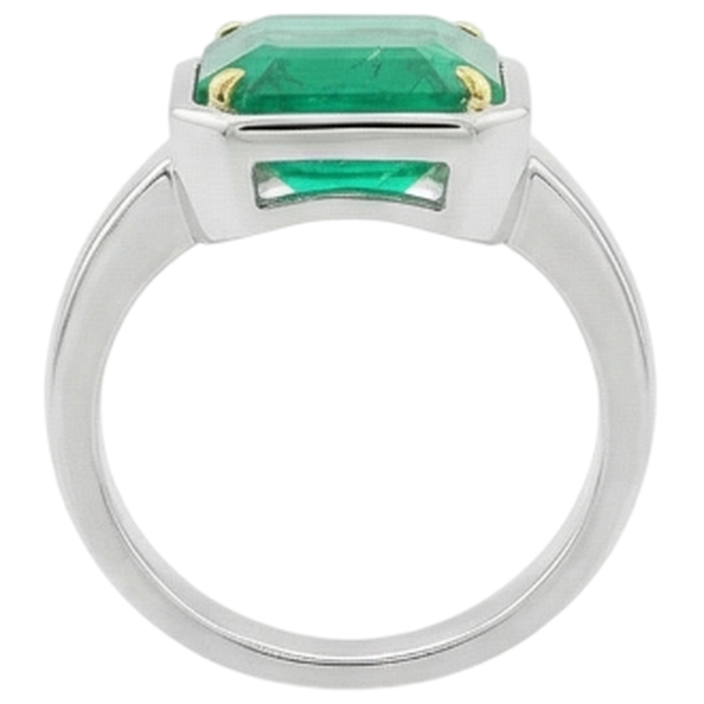 Natural Real ( Not Lab Grown ) Classic Emerald GIA Shape Solitaire Ring Green Emerald GIA Stone