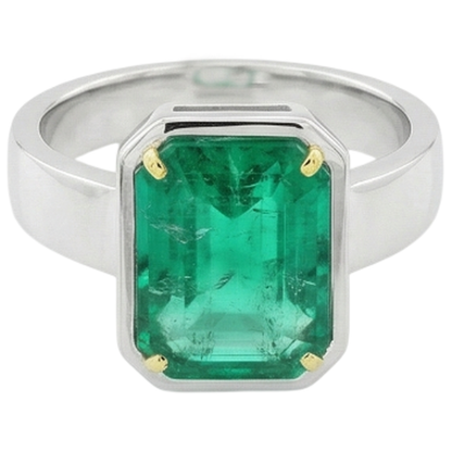Natural Real ( Not Lab Grown ) Classic Emerald GIA Shape Solitaire Ring Green Emerald GIA Stone