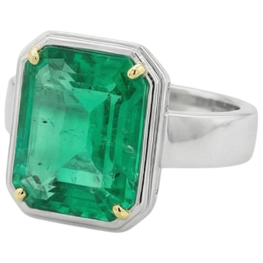 Natural Real ( Not Lab Grown ) Classic Emerald GIA Shape Solitaire Ring Green Emerald GIA Stone