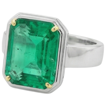 Natural Real ( Not Lab Grown ) Classic Emerald GIA Shape Solitaire Ring Green Emerald GIA Stone