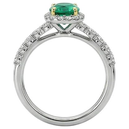 natural round emerald 2ct band with diamond accents