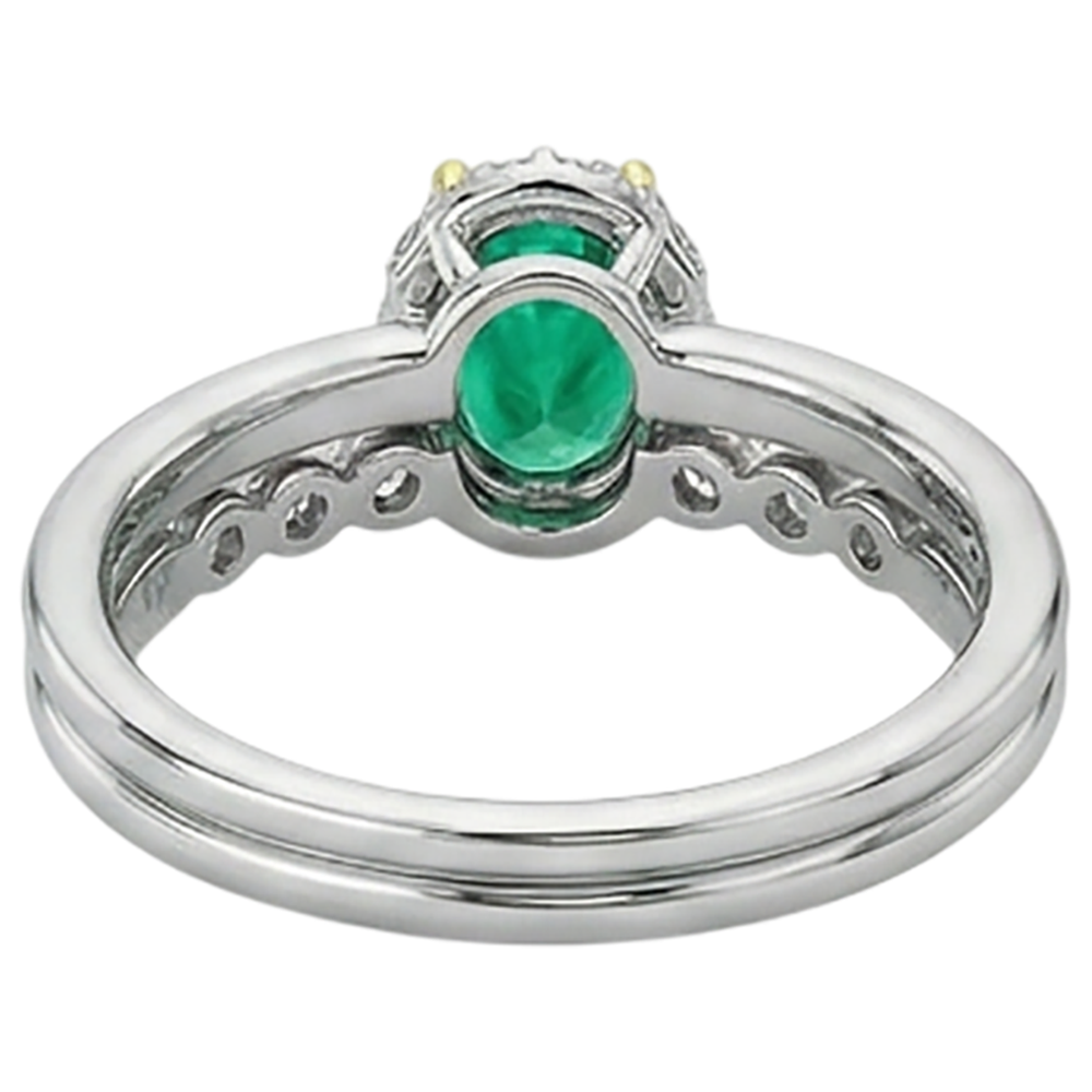 natural round emerald 2ct band band detail