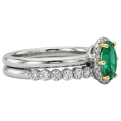 natural round emerald 2ct band profile view