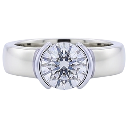 Classic Style 1 Carat Round Diamond Half Bezel Men's Ring