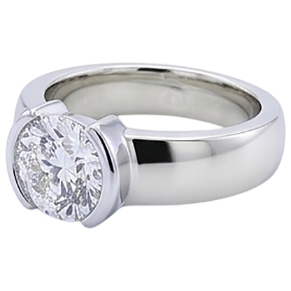Classic Style 1 Carat Round Diamond Half Bezel Men's Ring