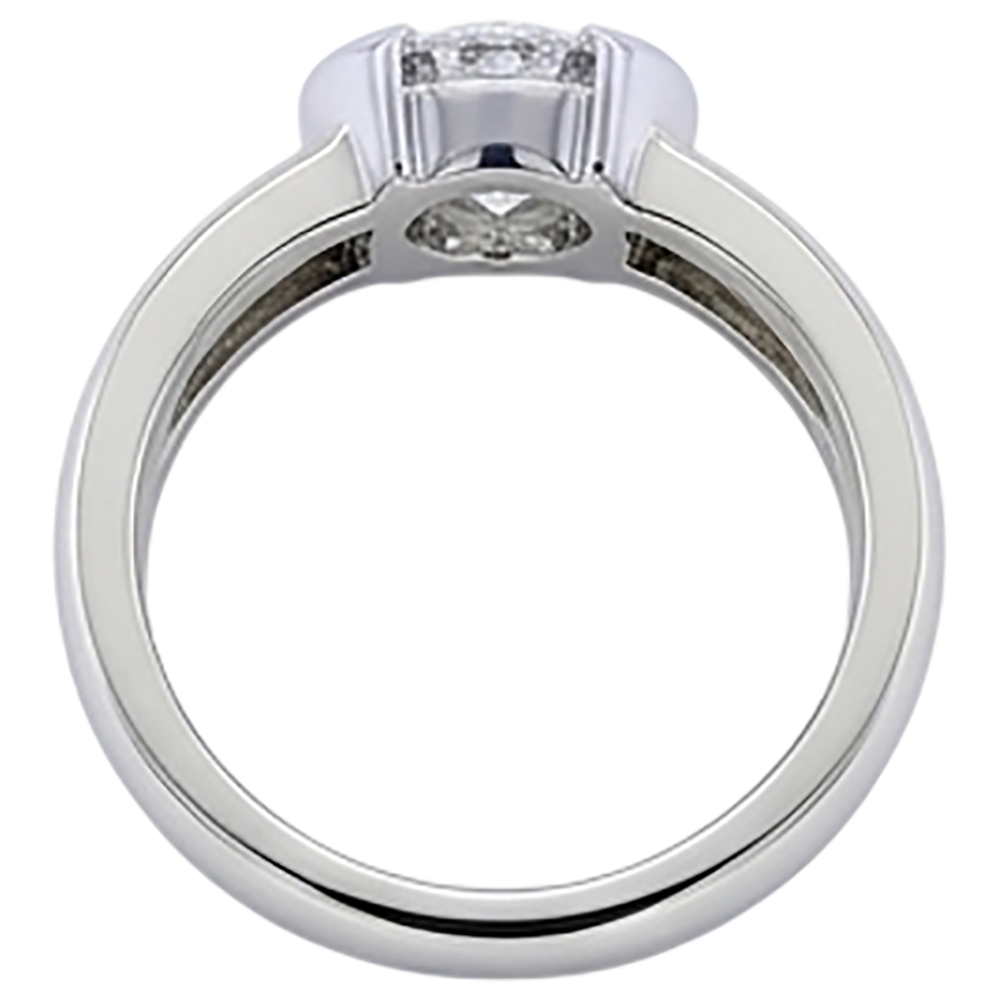 Classic Style 1 Carat Round Diamond Half Bezel Men's Ring